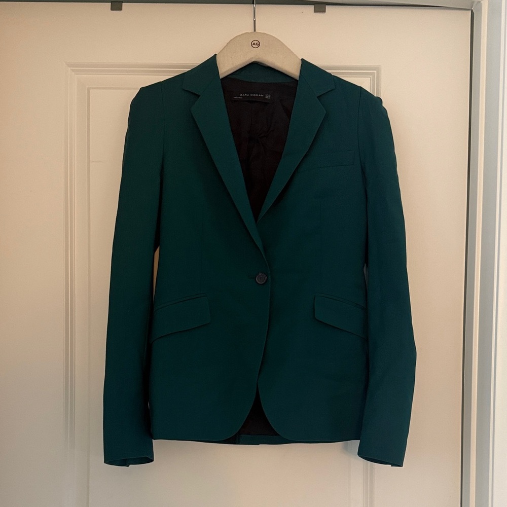 Zara Woman Teal Blazer with Black Lining Sz XS